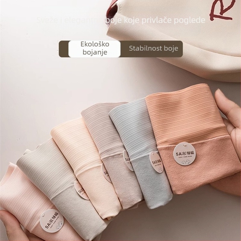 Ženske gaćice s visokim strukom od 5A pamuka, prozračne, podrška stomaku i podizanje stražnjice, plus veličine