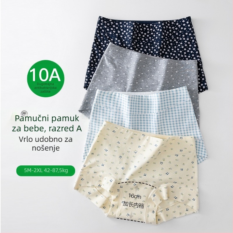 Ženske pamučne bokserice, antibakterijske, prozračne, visokog struka, pleteni materijal, uzorci: jednobojni i cvjetni