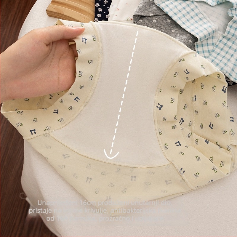 Ženske pamučne bokserice, antibakterijske, prozračne, visokog struka, pleteni materijal, uzorci: jednobojni i cvjetni