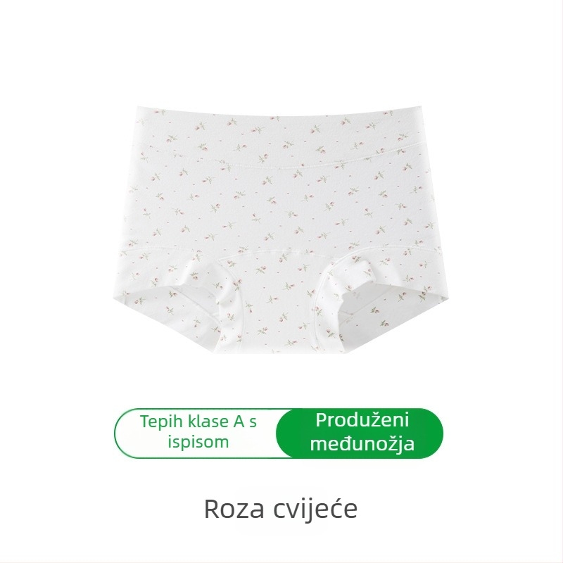 Ženske pamučne bokserice, antibakterijske, prozračne, visokog struka, pleteni materijal, uzorci: jednobojni i cvjetni