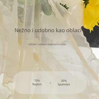 Ženske prozračne čipkaste gaćice sa srednjim strukom, pamuk podstava, jacquard najlonska tkanina