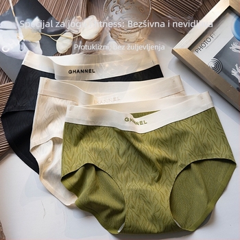 Ženske gaćice od najlona s ice silk, jacquard tkanina, pamuk podstava, srednji struk, prozračne, antibakterijske