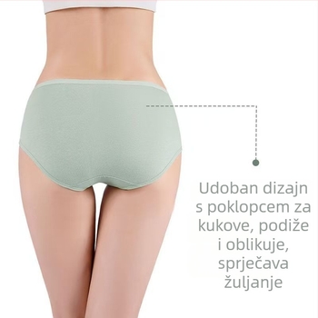 Ženske gaćice s srednjim strukom, pamuk, grafen antibakterijski, podizanje stražnjice, prozračne