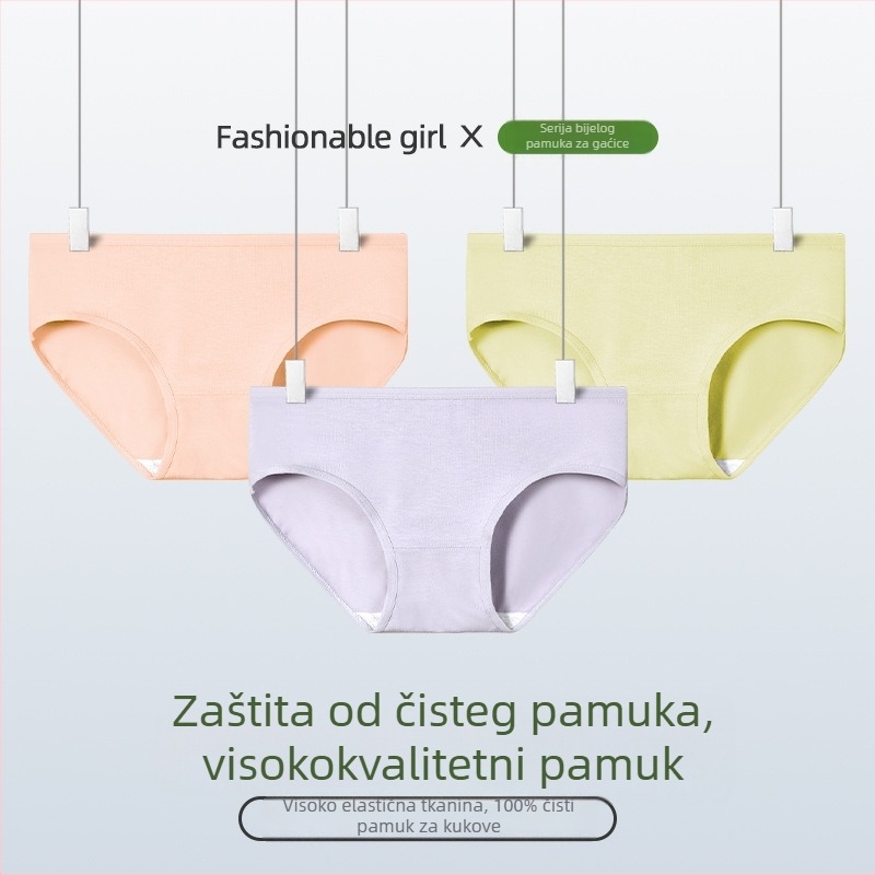 Ženske gaćice od pamuka s antibakterijskom zaštitom, srednji pojas, podstava od pamuka, prozračne
