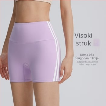 Ženski šorc za vježbanje s dužinom tri četvrtine, brzo se suši, za jogu i fitness; sastav 80% najlona, 20% spandeks; jednostrani spandeks