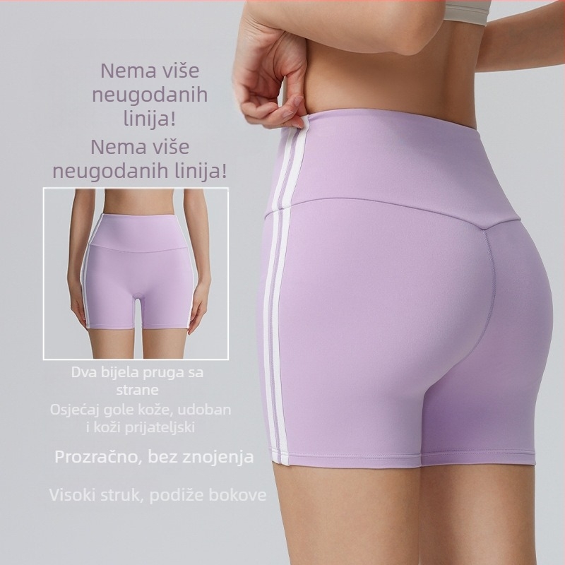 Ženski šorc za vježbanje s dužinom tri četvrtine, brzo se suši, za jogu i fitness; sastav 80% najlona, 20% spandeks; jednostrani spandeks