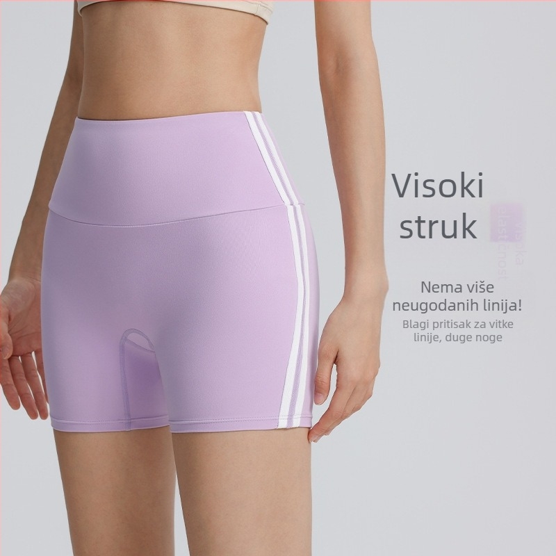 Ženski šorc za vježbanje s dužinom tri četvrtine, brzo se suši, za jogu i fitness; sastav 80% najlona, 20% spandeks; jednostrani spandeks