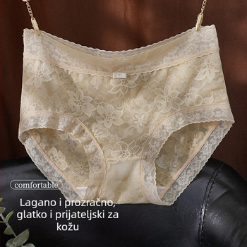 Ženske gaćice s francuskom čipkom, srednji struk, najlon materijal, podstava od Mulberry svile (80–90%), prozračne, antibakterijske