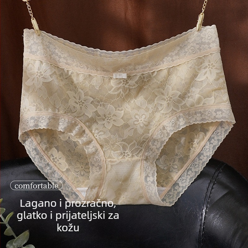 Ženske gaćice s francuskom čipkom, srednji struk, najlon materijal, podstava od Mulberry svile (80–90%), prozračne, antibakterijske
