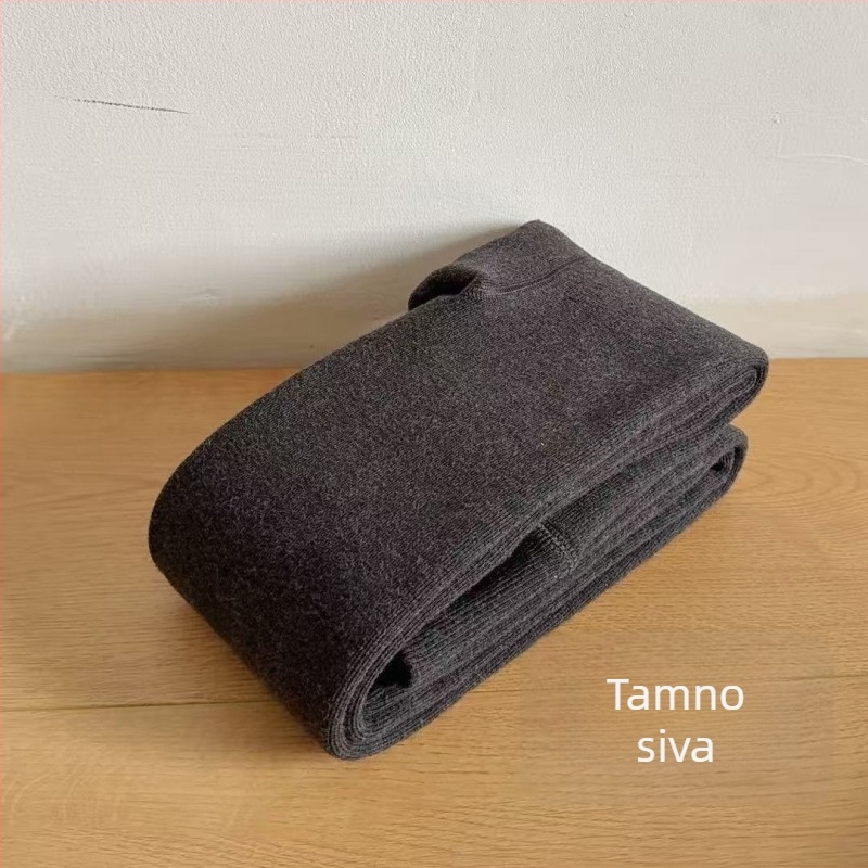 Ženske tajice od pamuka za jesen-zimu, tople i debele, s finim prugama, oblikovni panel, siva podloga