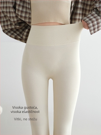 Sive ženske tajice s visokim strukom za jesen-zimu, jednobojne, elastične, efekt mršavljenja, pamuk osjet, bez šavova, prilagođavaju tijelu, duljina 9/10