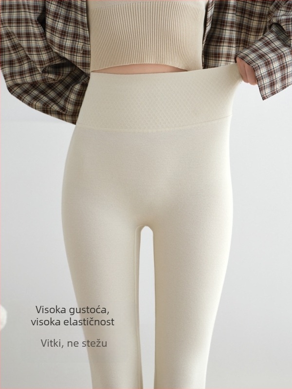Sive ženske tajice s visokim strukom za jesen-zimu, jednobojne, elastične, efekt mršavljenja, pamuk osjet, bez šavova, prilagođavaju tijelu, duljina 9/10