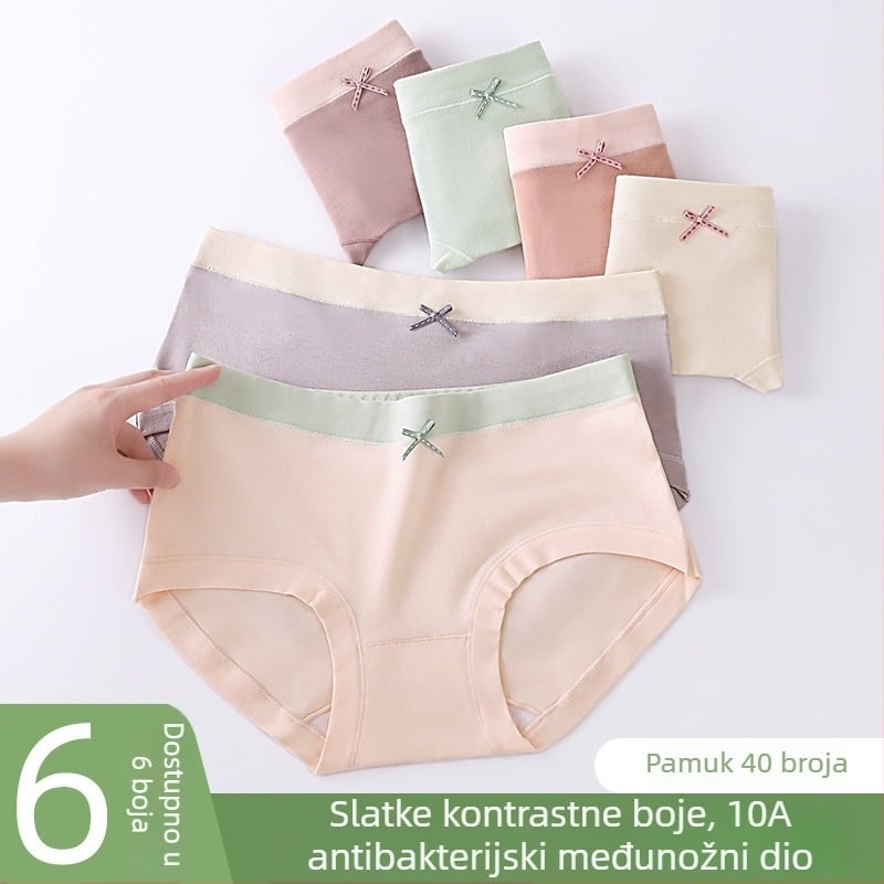 Ženske pamukove gaćice, prozračne antibakterijske, srednjeg kroja, tanak ljetni model