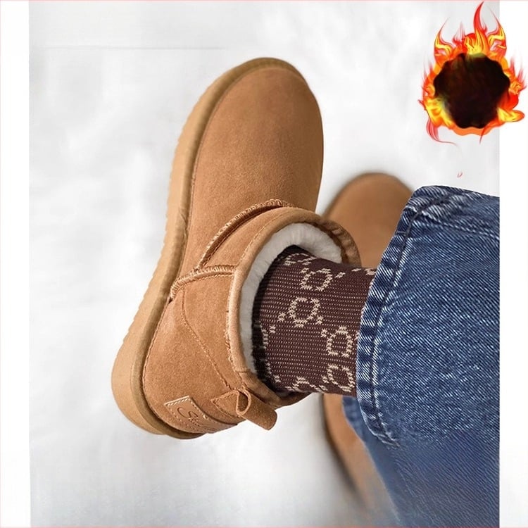 Ženske snježne čizme srednje visine, korejskog stila, podstava od umjetnog pliša, gornji dio od pamuka, gumena potplata