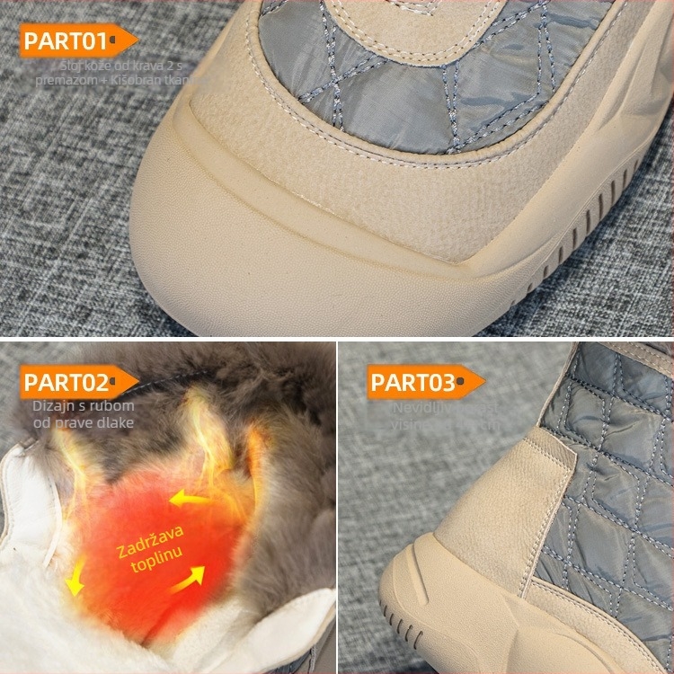 Zimske čizme s debelim potplatom, gornji dio od dvostruke kravlje kože, gumeni potplat, visok kroj čizme, vodootporne