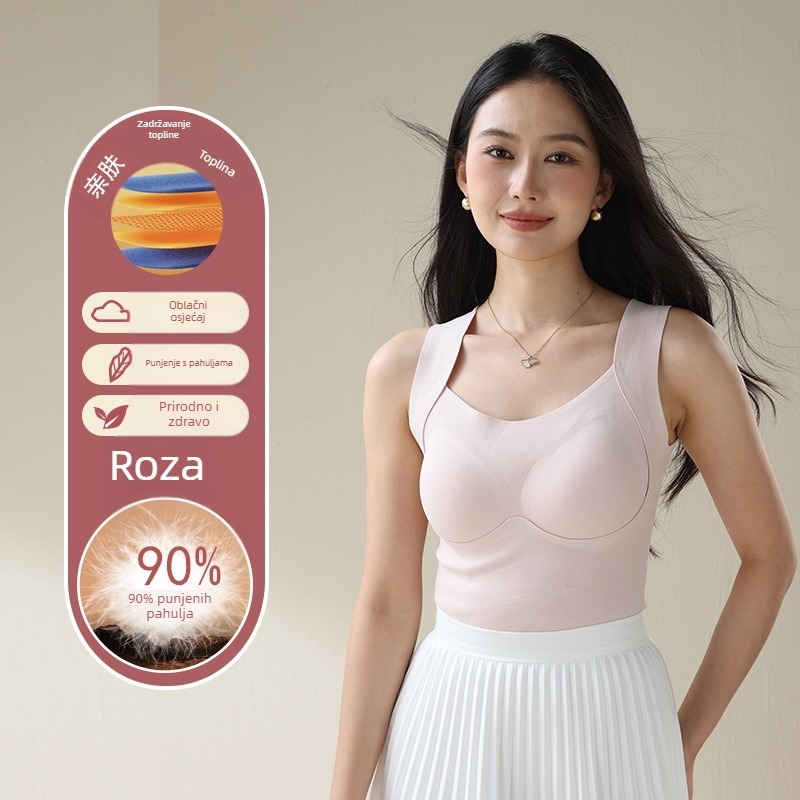 Termalna vesta s integriranim grudnim jastučićima za prsa, dvostruki sloj, kapuljača, velur podstava, debljina 201-250 g/m²