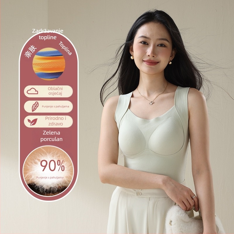 Termalna vesta s integriranim grudnim jastučićima za prsa, dvostruki sloj, kapuljača, velur podstava, debljina 201-250 g/m²