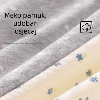 Ženske pamuk bokser gaćice s antibakterijskim 10A, prozračne, brzo suše, cvjetni uzorak, srednji pojas