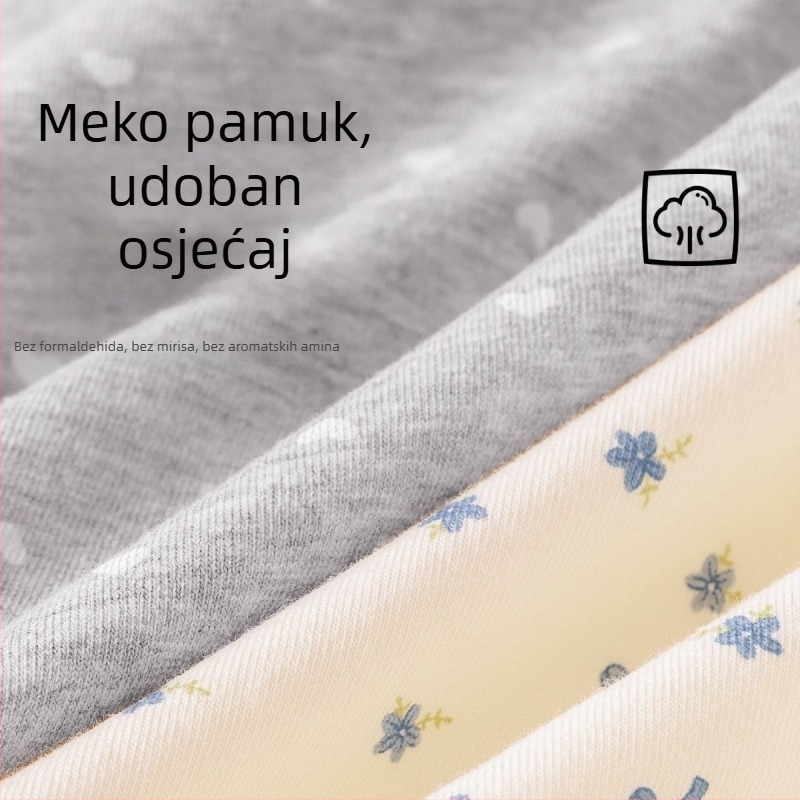 Ženske pamuk bokser gaćice s antibakterijskim 10A, prozračne, brzo suše, cvjetni uzorak, srednji pojas