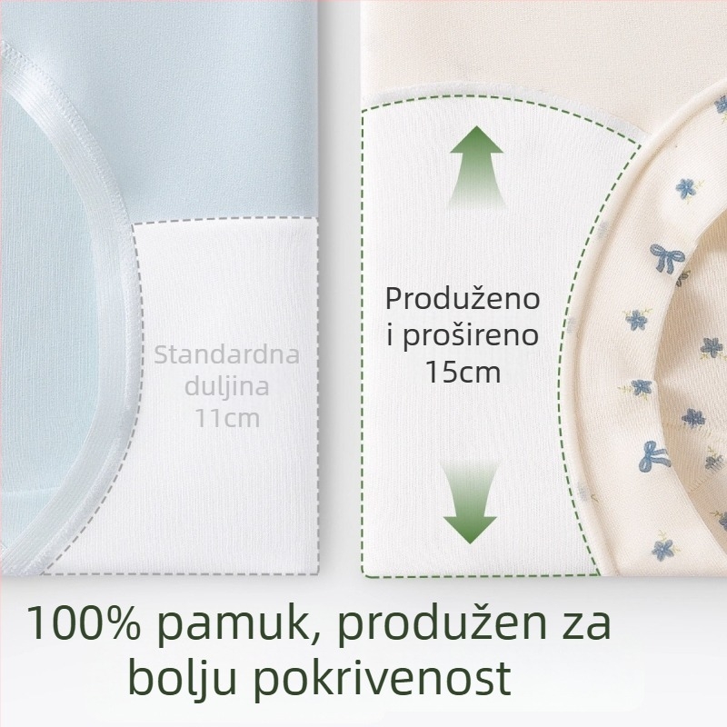 Ženske pamuk bokser gaćice s antibakterijskim 10A, prozračne, brzo suše, cvjetni uzorak, srednji pojas