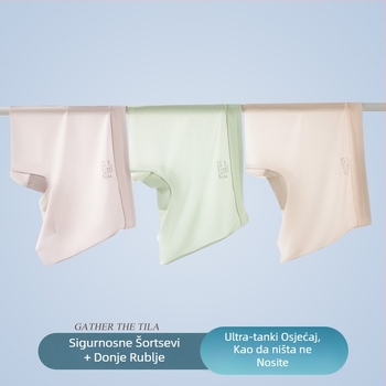 Bezšivne ženske sigurnosne hlače, visoki pojas, Ice Silk tkanina, podstava međunožja 100% pamuk, 66% najlon, anti-prozirne