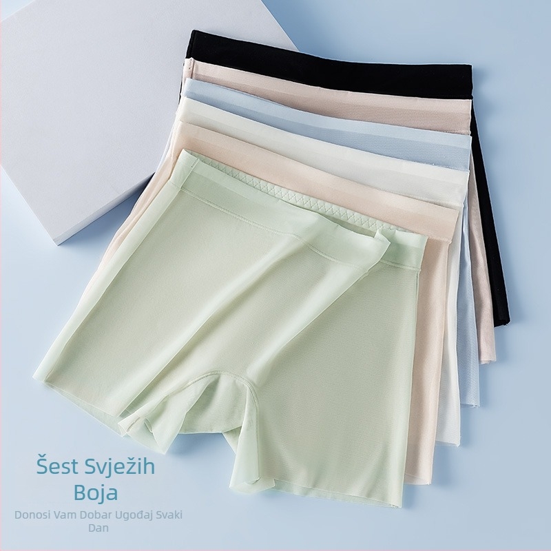 Bezšivne ženske sigurnosne hlače, visoki pojas, Ice Silk tkanina, podstava međunožja 100% pamuk, 66% najlon, anti-prozirne