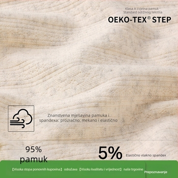 Ženske pamučne gaćice, 90–95% pamuka, srednji struk, pletene, prozračne, antibakterijske