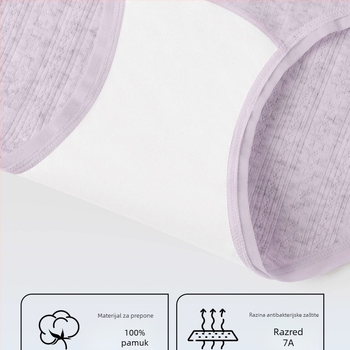 Ženske pamučne gaćice, 90–95% pamuka, srednji struk, pletene, prozračne, antibakterijske