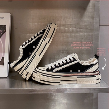 Unisex platnene tenisice, srednja visina 3–7 cm, vulkanizirana gumena potplata, casual tenisice