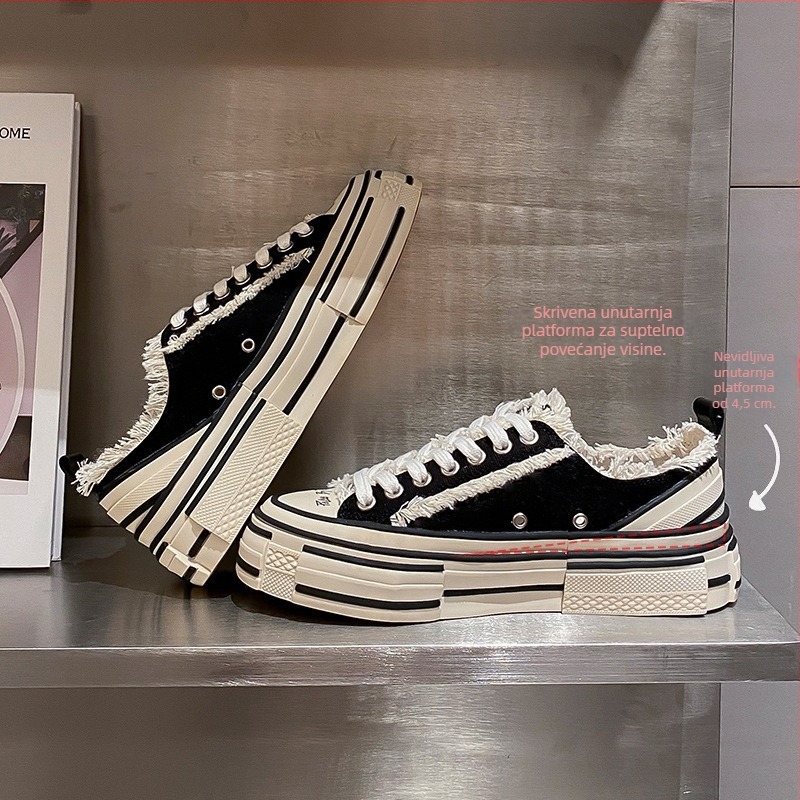 Unisex platnene tenisice, srednja visina 3–7 cm, vulkanizirana gumena potplata, casual tenisice