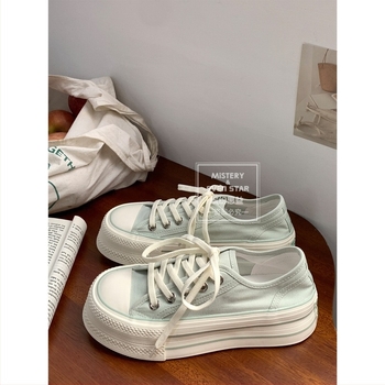 Platforme cipele - okrugli vrh, platnene gornje, gumeni potplat, prozračne, za žene