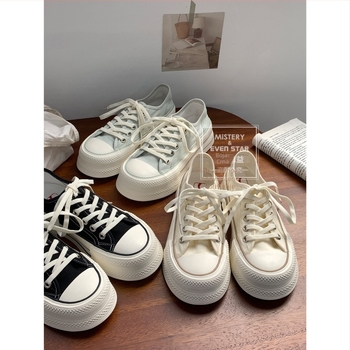 Platforme cipele - okrugli vrh, platnene gornje, gumeni potplat, prozračne, za žene