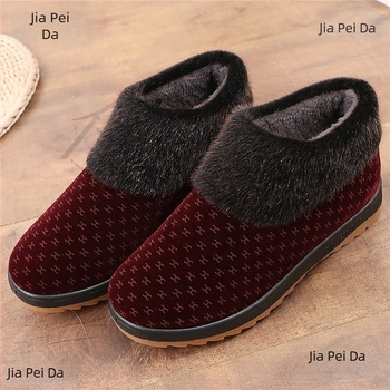 Tekstilne cipele za starije osobe s fleeceom, PU gornji dio, srednja visina, gumeni potplat, slip-on