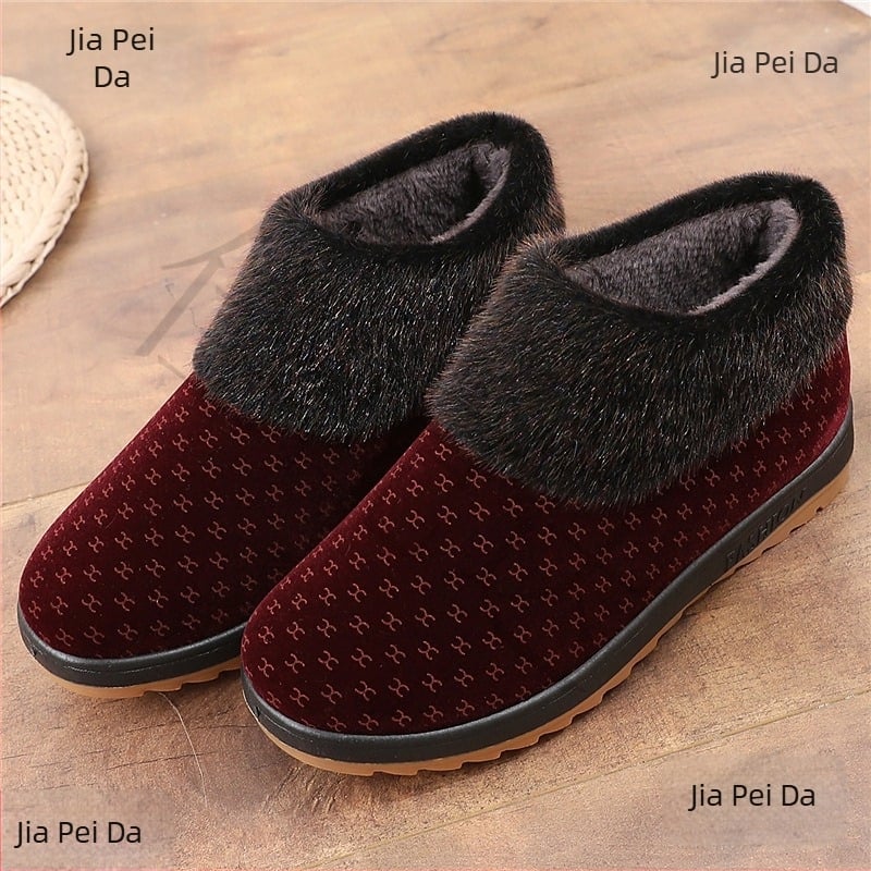 Tekstilne cipele za starije osobe s fleeceom, PU gornji dio, srednja visina, gumeni potplat, slip-on