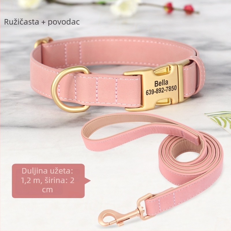 Gravirana ogrlica za pse sa zaštitom od gubitka – Univerzalni stil, Uzorak 69850, Materijal: svilen cvijet