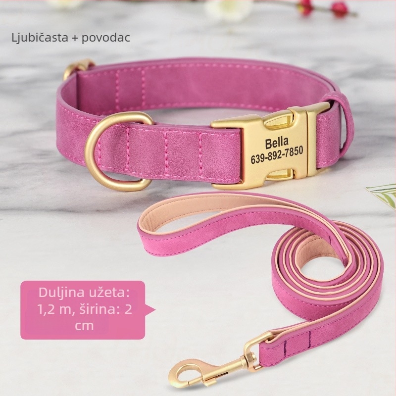 Gravirana ogrlica za pse sa zaštitom od gubitka – Univerzalni stil, Uzorak 69850, Materijal: svilen cvijet