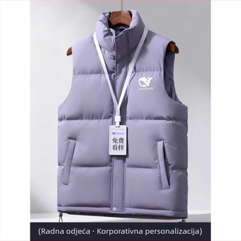 Muška zimska corduroy radna vesta sa stojećim ovratnikom, dvostruko kopčanje, prugasti uzorak