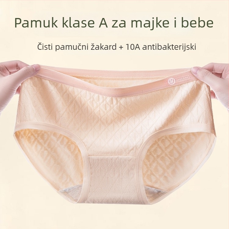Ženske gaćice od pamuka s produženim preponskim dijelom 10A, antibakterijske, prozračne, 100% pamuk
