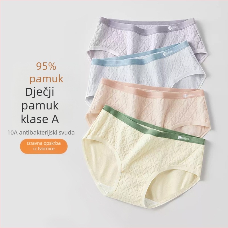 Ženske gaćice od pamuka s produženim preponskim dijelom 10A, antibakterijske, prozračne, 100% pamuk