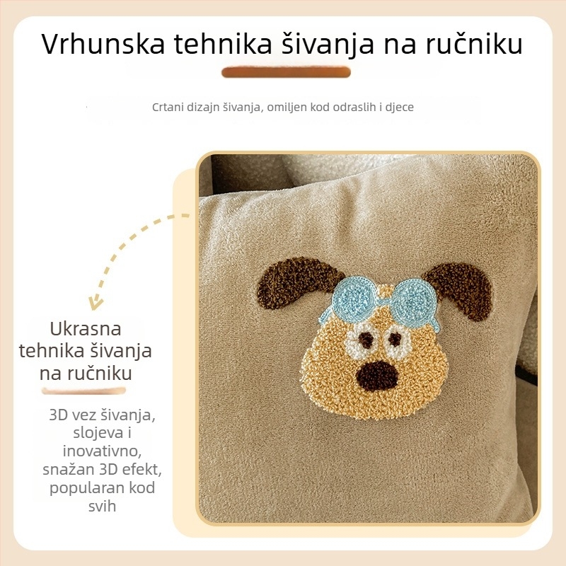 Jastućnica od mliječnog velura, kviltiroana, podstavljena fleesom i debela, 100% poliester, crtani stil, reaktivni otisak