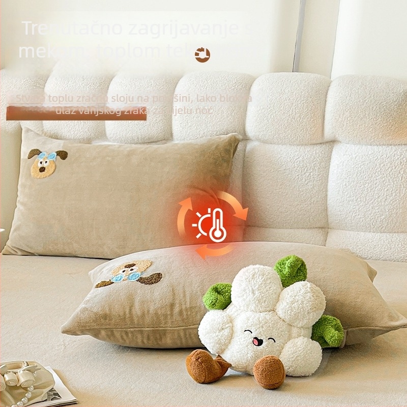 Jastućnica od mliječnog velura, kviltiroana, podstavljena fleesom i debela, 100% poliester, crtani stil, reaktivni otisak