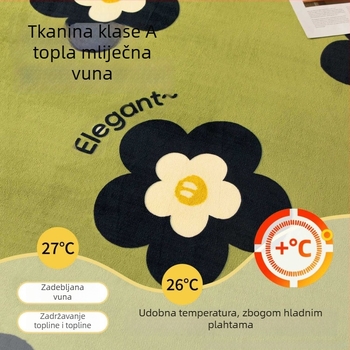 Floralni tisak na mliječno-baršunastoj navlaci za madrac, jedinstvena veličina 1,5 m, trodijelni set za sve sezone