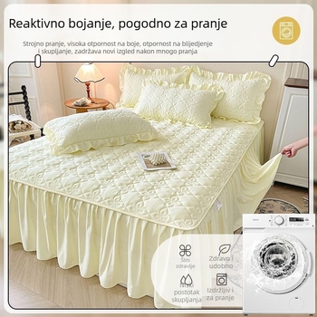 Posteljna suknja, šivana, punjenje 100% pamuk, pamuk materijal, reaktivni tisak i boja, stil princeza