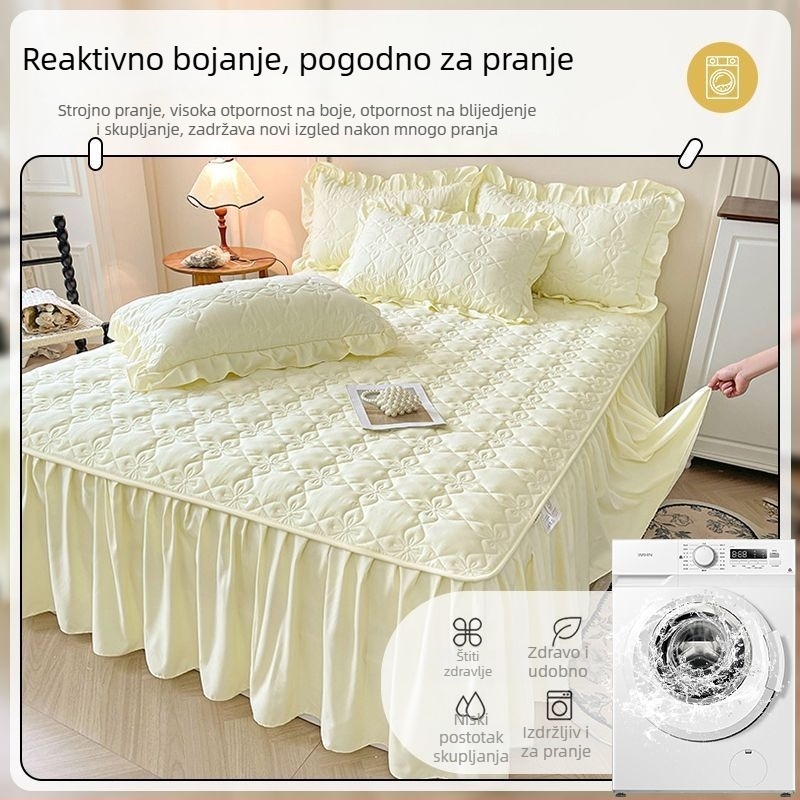 Posteljna suknja, šivana, punjenje 100% pamuk, pamuk materijal, reaktivni tisak i boja, stil princeza
