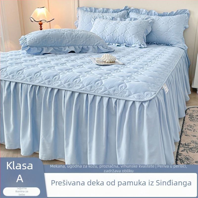Posteljna suknja, šivana, punjenje 100% pamuk, pamuk materijal, reaktivni tisak i boja, stil princeza