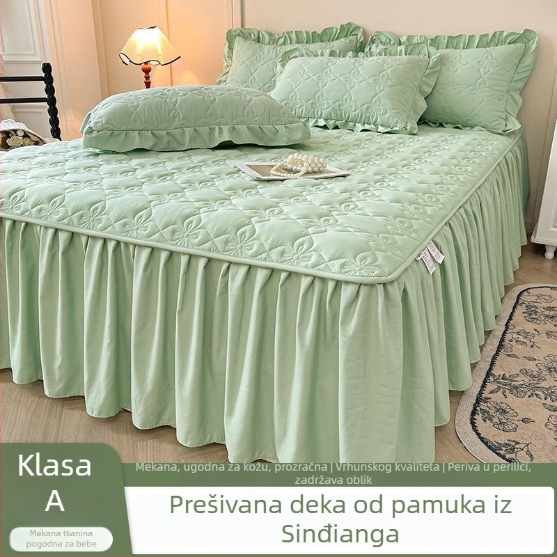 Posteljna suknja, šivana, punjenje 100% pamuk, pamuk materijal, reaktivni tisak i boja, stil princeza