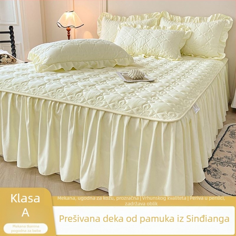 Posteljna suknja, šivana, punjenje 100% pamuk, pamuk materijal, reaktivni tisak i boja, stil princeza