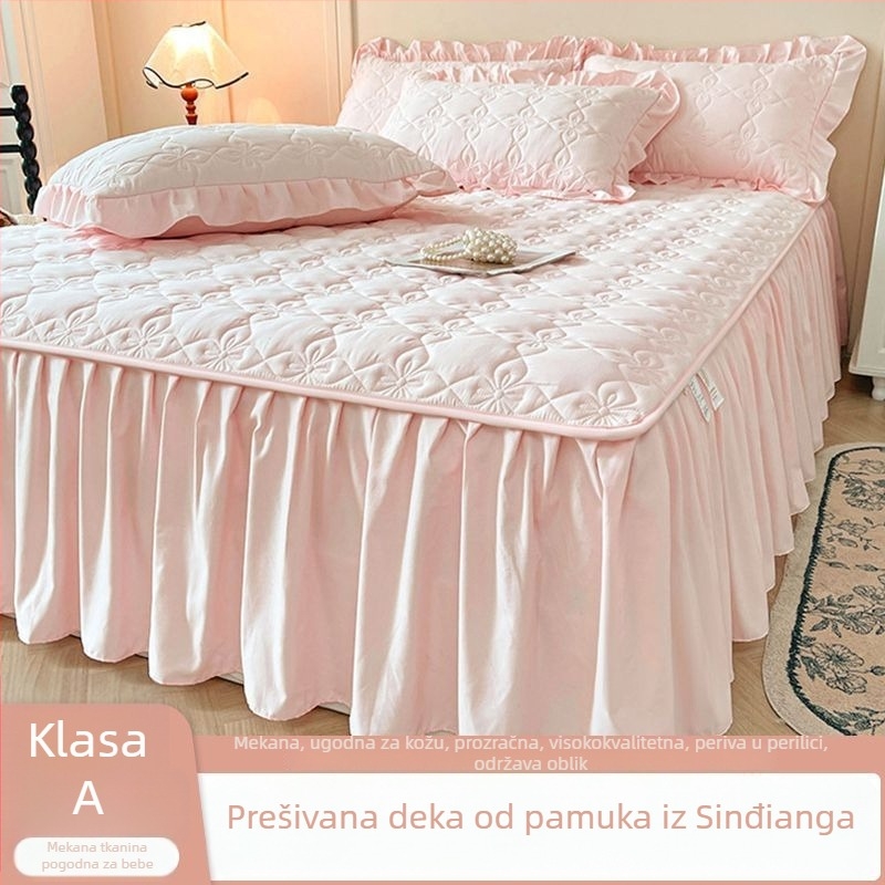 Posteljna suknja, šivana, punjenje 100% pamuk, pamuk materijal, reaktivni tisak i boja, stil princeza