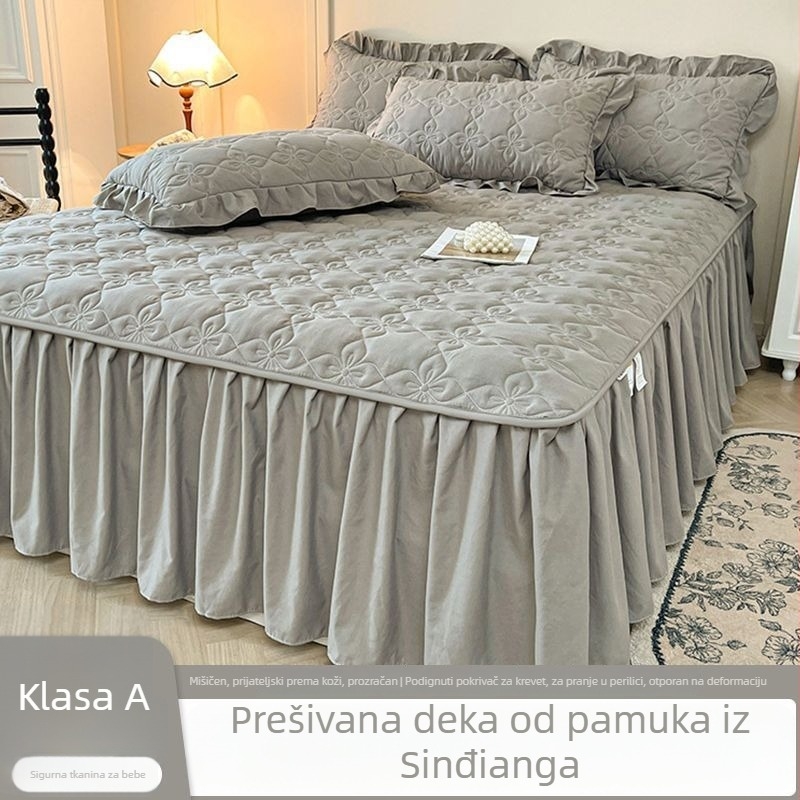 Posteljna suknja, šivana, punjenje 100% pamuk, pamuk materijal, reaktivni tisak i boja, stil princeza