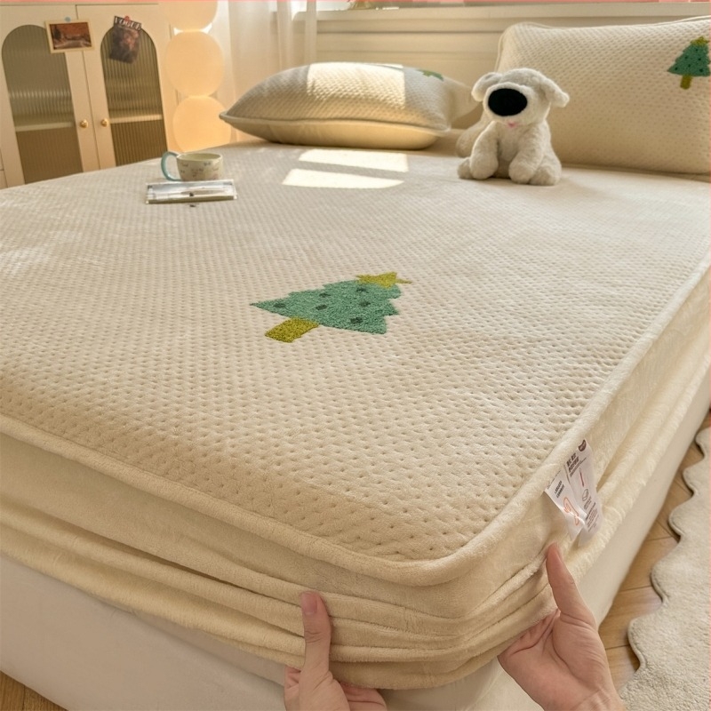 Navlaka za madrac od mliječnog velūra, debeli, quilted, protuklizna, potpuno obuhvaća madrac za krevet od 1,5 m (jesen-zima)